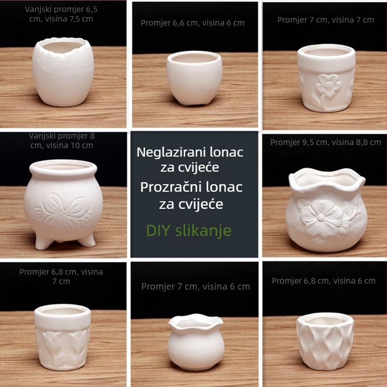 Keramički lonac za sukulente, prozračan, ručno oslikan, DIY