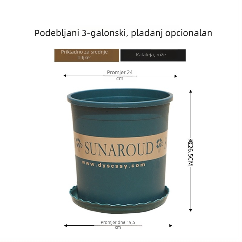 Novi plastični lonac s kontrolom korijena, ekstra velik, debeli promjer, za balkon, pogodan za biljke poput pothosa, jagoda i ruža