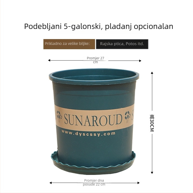 Novi plastični lonac s kontrolom korijena, ekstra velik, debeli promjer, za balkon, pogodan za biljke poput pothosa, jagoda i ruža
