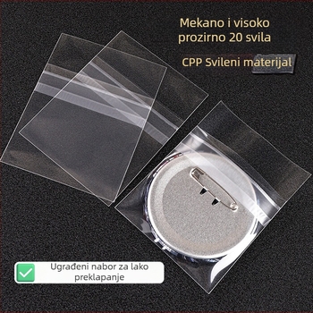 Prozirni zaštitni omot za značke 58 mm, CPP vrećica s automatskim zatvaranjem, četvrtastog oblika, debljina 75 μm