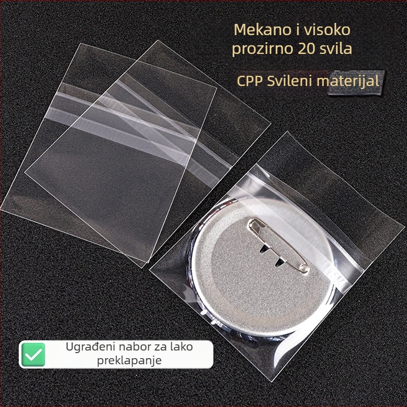 Prozirni zaštitni omot za značke 58 mm, CPP vrećica s automatskim zatvaranjem, četvrtastog oblika, debljina 75 μm