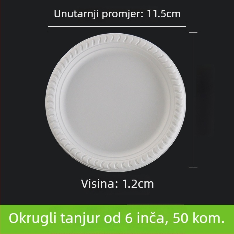 Jednokratni djeljivi papirnati tanjur, tanjur za obrok i tortu, 11 inča