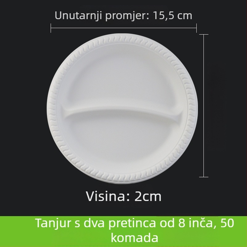 Jednokratni djeljivi papirnati tanjur, tanjur za obrok i tortu, 11 inča