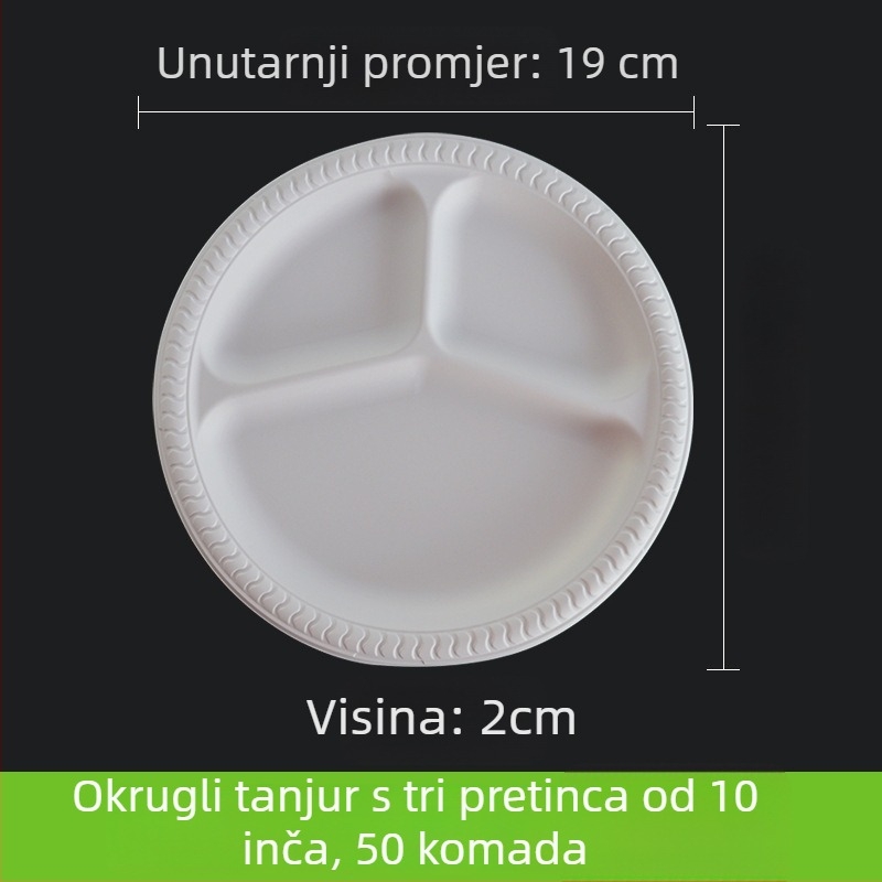 Jednokratni djeljivi papirnati tanjur, tanjur za obrok i tortu, 11 inča