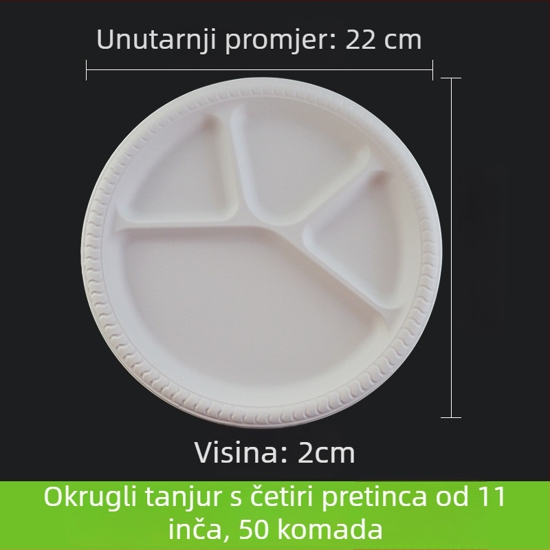 Jednokratni djeljivi papirnati tanjur, tanjur za obrok i tortu, 11 inča