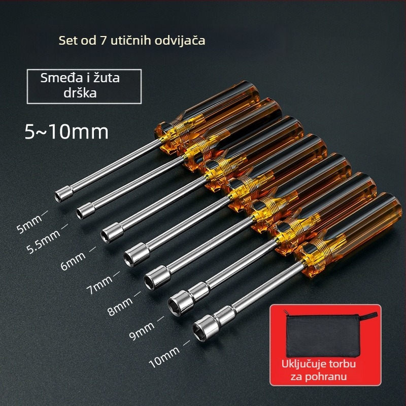 Čvrsti set šesterokutnih bitova za vijke, veličine 5/5,5/6/7/8/10 mm