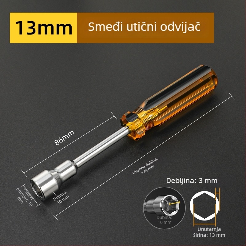 Čvrsti set šesterokutnih bitova za vijke, veličine 5/5,5/6/7/8/10 mm