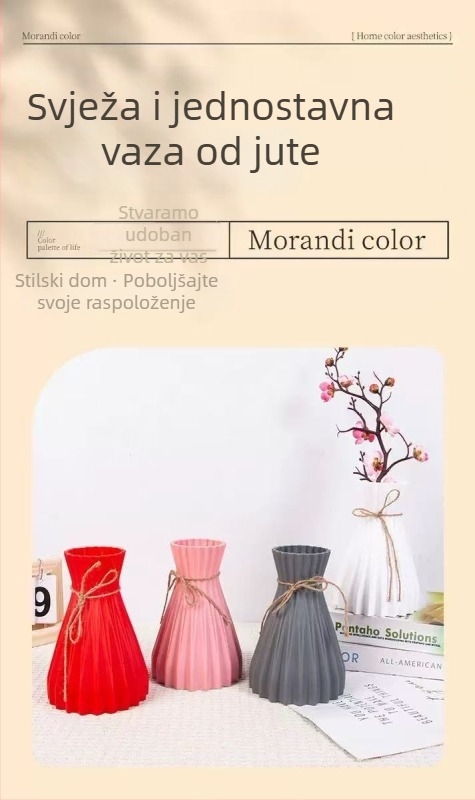Kreativna vaza u obliku ananasa s učinkom vodnih valova, umjetni cvjetovi, imitacija keramičke vaze, plastična vaza