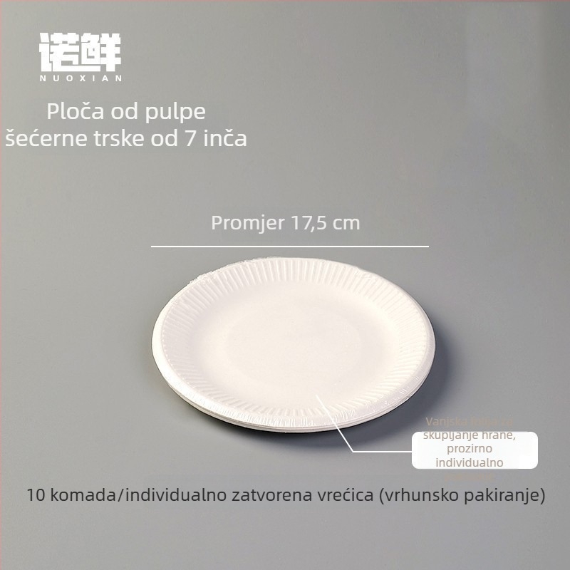 Jednokratni kružni papirnati tanjuri, pojedinačno pakirani, ekološki i biološki razgradivi za piknike i posluživanje voća