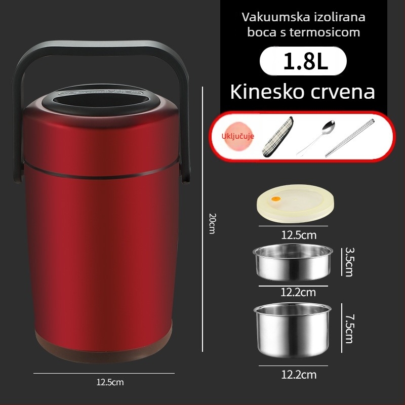 304 nehrđajući čelik izolirana kutija za ručak, višeslojna, prenosiva, kapacitet 1,3–2,6 L, za odrasle i učenike