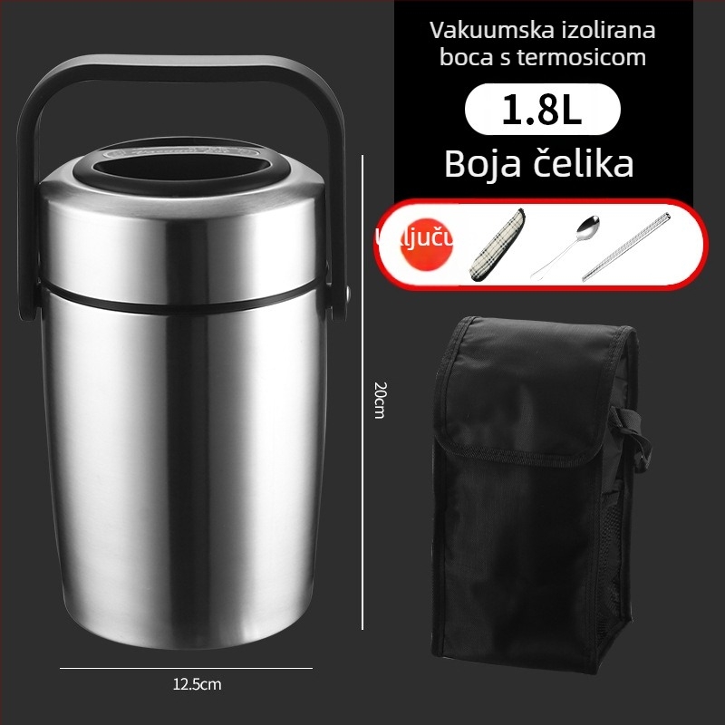 304 nehrđajući čelik izolirana kutija za ručak, višeslojna, prenosiva, kapacitet 1,3–2,6 L, za odrasle i učenike