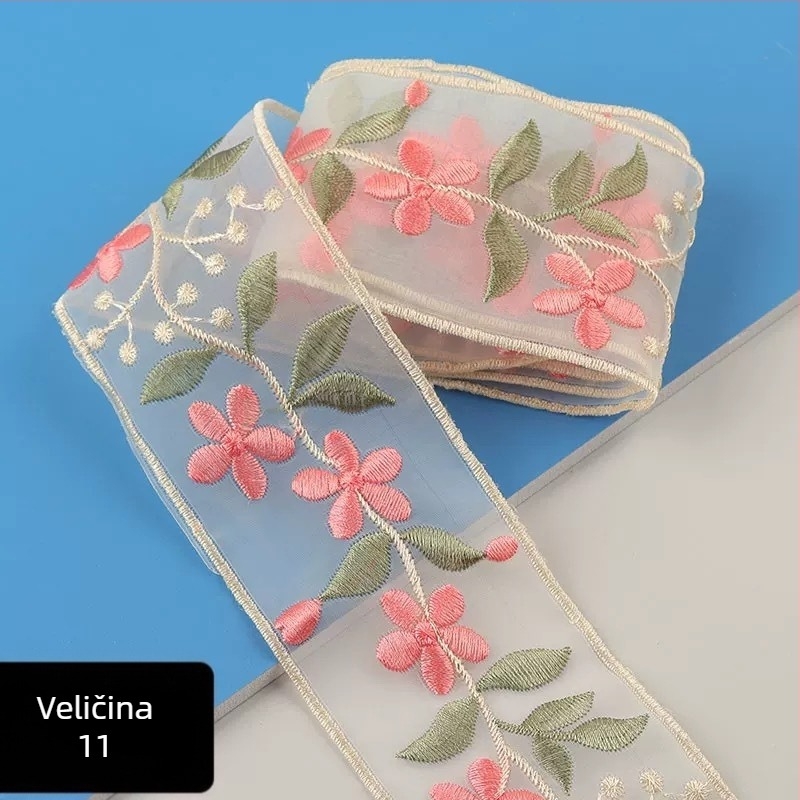 5 cm čipka za rub s 3D izvezenim cvjetovima za DIY ovratnik Hanfu, tradicionalni kineski stil, vintage traka