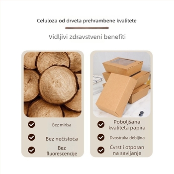 Jednokratna kutija za obrok od kraft papira, pravokutnog oblika, za sushi i brzu hranu, prehrambena kvaliteta, posuda za voće