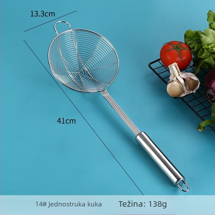 Nerđajući čelično sito s četiri žice, čvrsta mreža – pogodno za rezance, knedle i prženu hranu – kućna posuda za hot pot