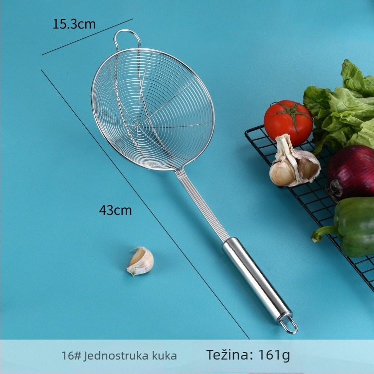 Nerđajući čelično sito s četiri žice, čvrsta mreža – pogodno za rezance, knedle i prženu hranu – kućna posuda za hot pot