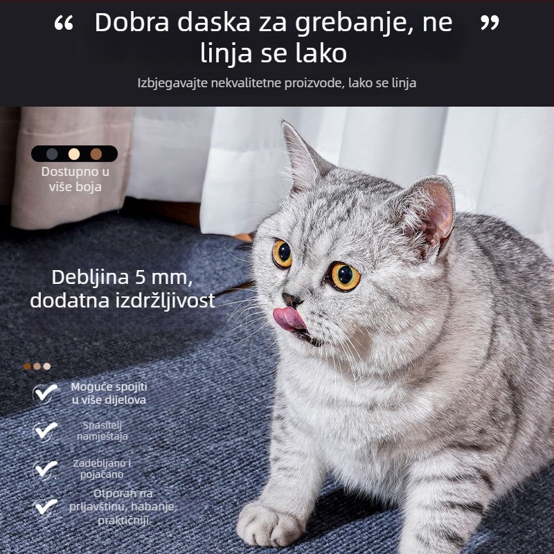 Mačja penjačka podloga i grebalica, rezanje po mjeri i lijepljenje na zid, otporna na habanje, bez vlakana, višenamensko mačje igralište