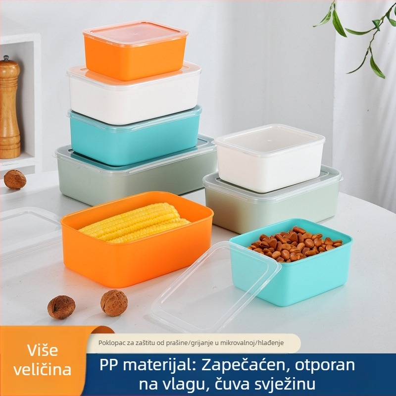 Plastična kutija za čuvanje svježine za hladnjak i zamrzivač, mikrotalasno sigurna, hrana klase, s poklopcem, kapacitet 1–2 L