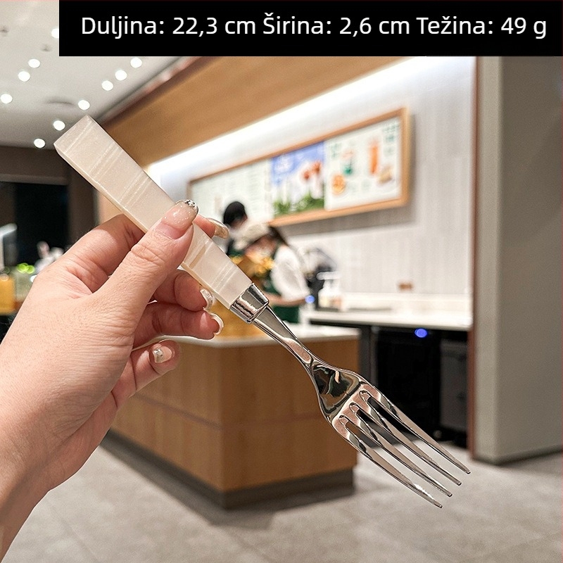 Set noževa, vilice i žlice s bijelom akrilnom drškom od 304 nehrđajućeg čelika – elegantan pribor za kućnu blagovaonu