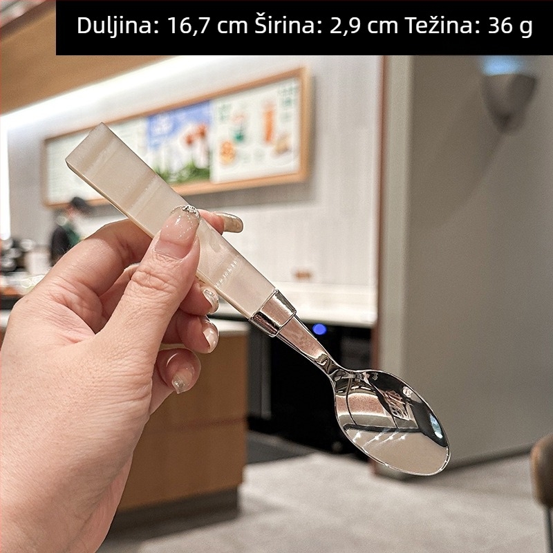 Set noževa, vilice i žlice s bijelom akrilnom drškom od 304 nehrđajućeg čelika – elegantan pribor za kućnu blagovaonu