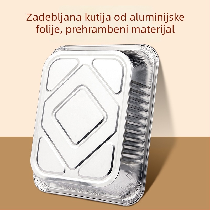 Kutija za dostavu grillane ribe, za zagrijavanje, jednokratna, čvrsta pravokutna kutija od aluminijske folije