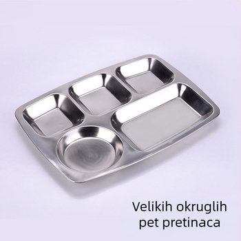 304 debeli nehrđajući čelik pladanj s odjeljcima za kantine, kvadratnog oblika, različite veličine, veleprodaja, mogućnost ispisa logotipa za komercijalnu upotrebu