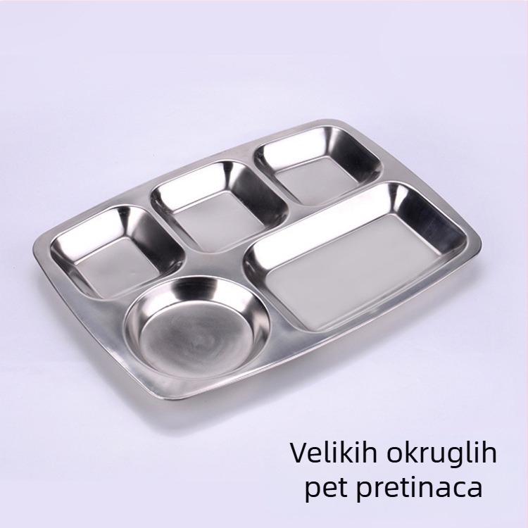 304 debeli nehrđajući čelik pladanj s odjeljcima za kantine, kvadratnog oblika, različite veličine, veleprodaja, mogućnost ispisa logotipa za komercijalnu upotrebu