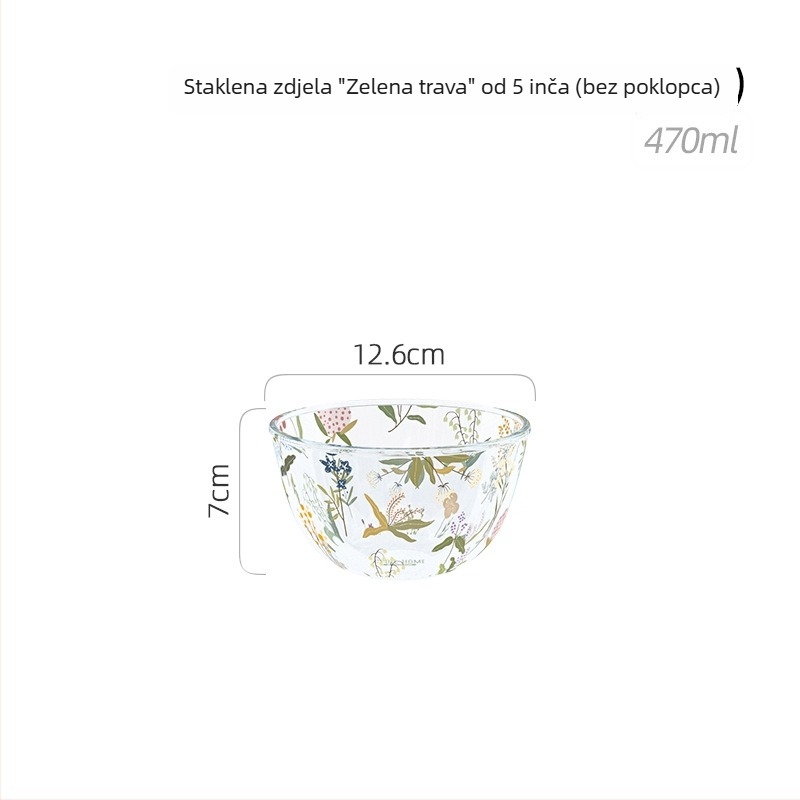 Staklena kutija za ručak s poklopcem, otporna na visoke temperature, cilindričnog oblika, 501–800 ml, pogodna za mikrovalnu pećnicu.
