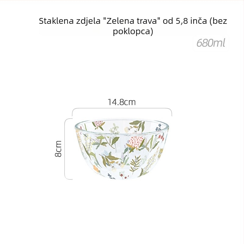 Staklena kutija za ručak s poklopcem, otporna na visoke temperature, cilindričnog oblika, 501–800 ml, pogodna za mikrovalnu pećnicu.