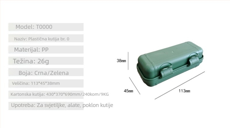 Zelena-crna PP plastična kutija za alat s poklopcem, kutija za pohranu alata i svjetiljke, poklon kutija