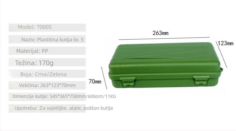 Zelena-crna PP plastična kutija za alat s poklopcem, kutija za pohranu alata i svjetiljke, poklon kutija