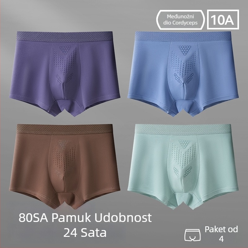 Muške bokserice od pamuka, prozračne, antibakterijske, velikih veličina, srednje visine struka, jednobojne