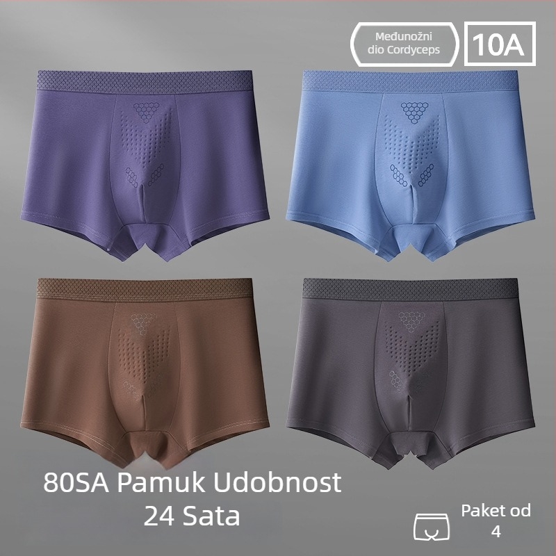 Muške bokserice od pamuka, prozračne, antibakterijske, velikih veličina, srednje visine struka, jednobojne