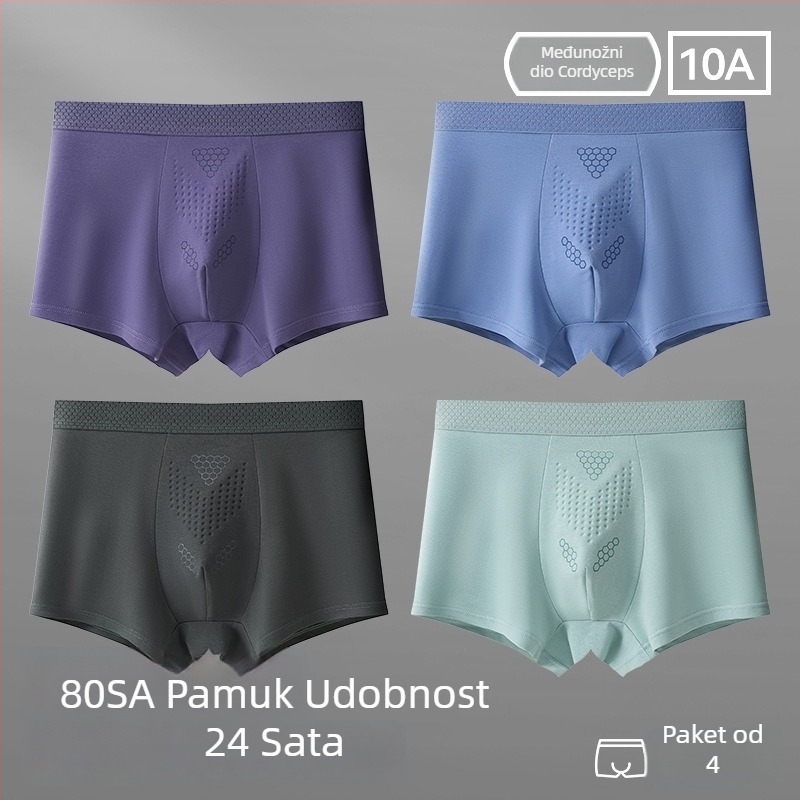 Muške bokserice od pamuka, prozračne, antibakterijske, velikih veličina, srednje visine struka, jednobojne