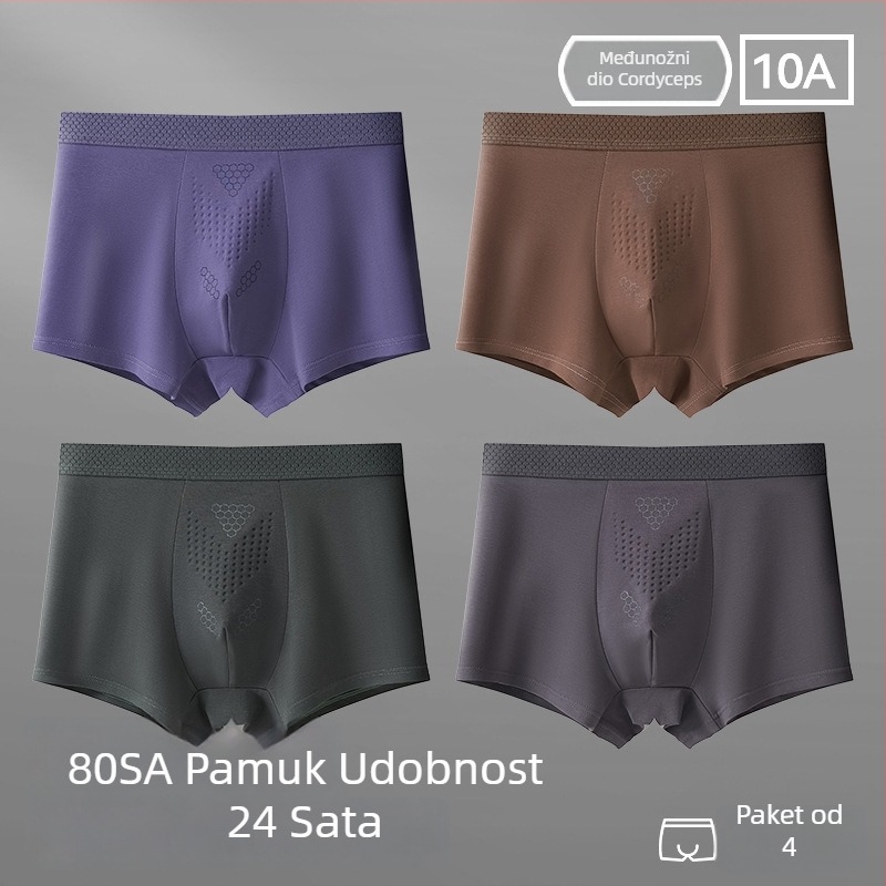 Muške bokserice od pamuka, prozračne, antibakterijske, velikih veličina, srednje visine struka, jednobojne