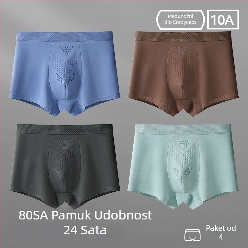 Muške bokserice od pamuka, prozračne, antibakterijske, velikih veličina, srednje visine struka, jednobojne