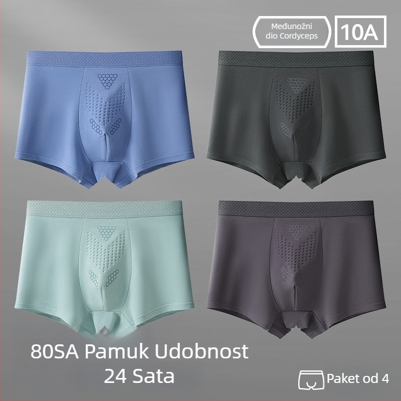 Muške bokserice od pamuka, prozračne, antibakterijske, velikih veličina, srednje visine struka, jednobojne