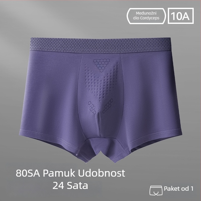 Muške bokserice od pamuka, prozračne, antibakterijske, velikih veličina, srednje visine struka, jednobojne