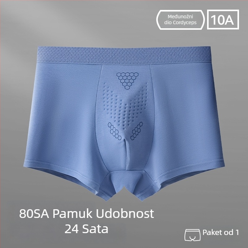Muške bokserice od pamuka, prozračne, antibakterijske, velikih veličina, srednje visine struka, jednobojne