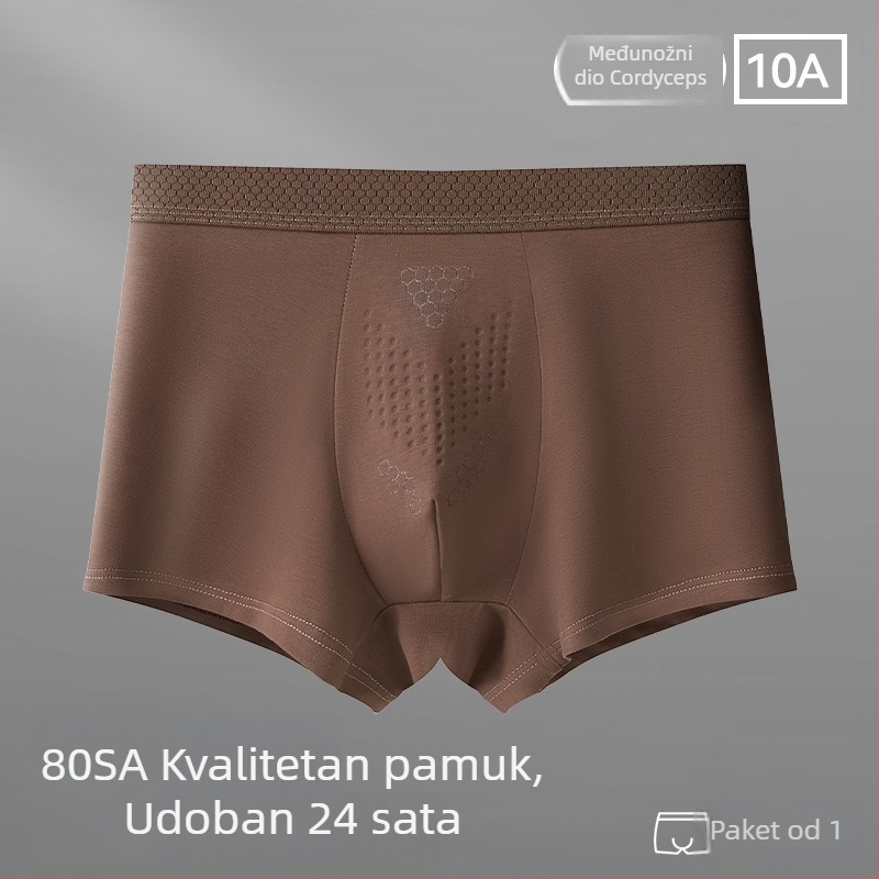 Muške bokserice od pamuka, prozračne, antibakterijske, velikih veličina, srednje visine struka, jednobojne
