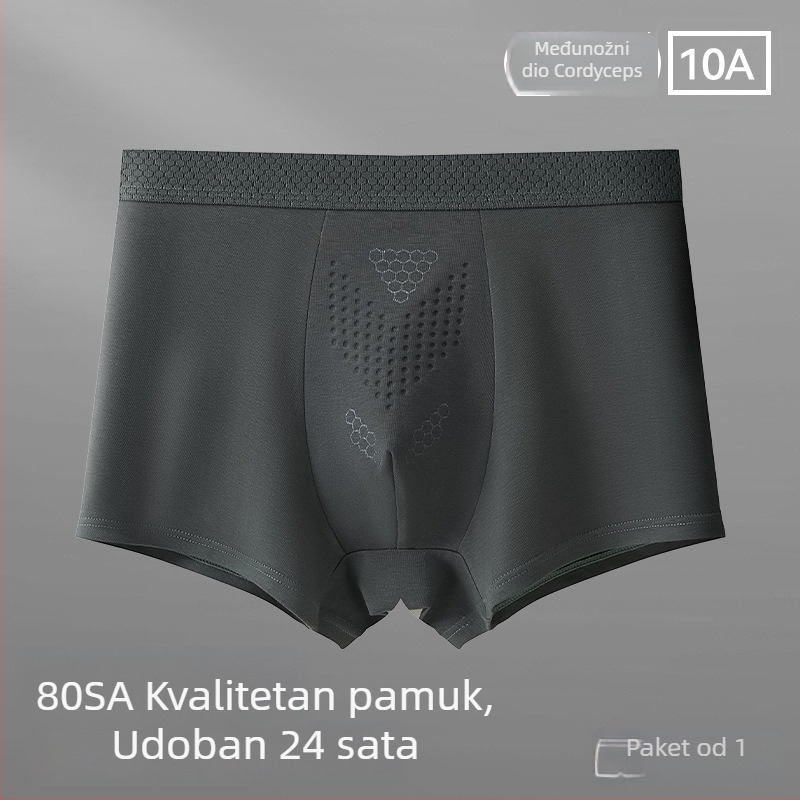 Muške bokserice od pamuka, prozračne, antibakterijske, velikih veličina, srednje visine struka, jednobojne