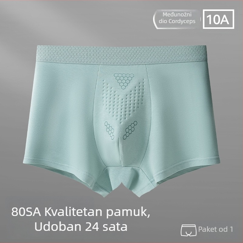 Muške bokserice od pamuka, prozračne, antibakterijske, velikih veličina, srednje visine struka, jednobojne