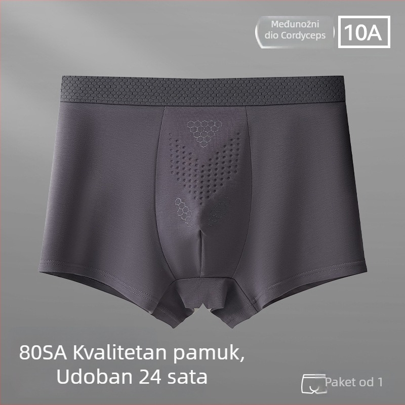Muške bokserice od pamuka, prozračne, antibakterijske, velikih veličina, srednje visine struka, jednobojne