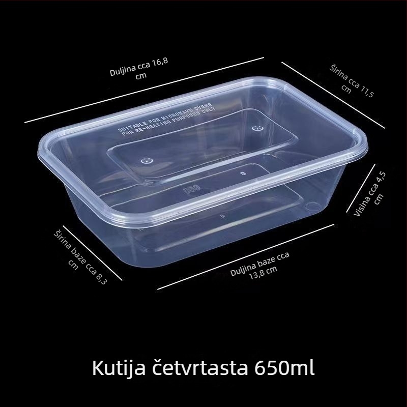 Jednokratna kutija za ručak s poklopcem i setom štapića – debela plastična kutija za dostavu hrane, riža i rižine rolice
