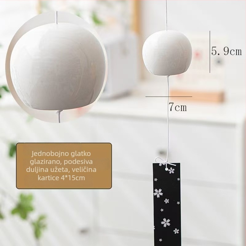 Japanski keramički zvončić vjetra – moderna svježa dekoracija za spavaću sobu, balkon ili prozor