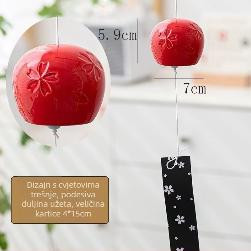 Japanski keramički zvončić vjetra – moderna svježa dekoracija za spavaću sobu, balkon ili prozor