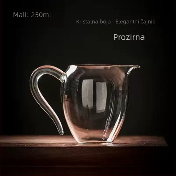 Staklena čaša za ravnomjernu podjelu čaja, japanskog stila, visoko borosilikatno staklo, otporno na toplinu, debele stijenke, ručna izrada, zakrivljena drška, Kung Fu čajni set, dijelitelj čaja, velik kapacitet, novi stil