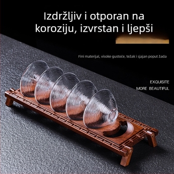 Stalak od masivnog drveta za čajne šalice sa odvodnim pladnjem za čajnu ceremoniju, dodatna oprema čaja