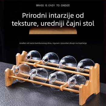Stalak od masivnog drveta za čajne šalice sa odvodnim pladnjem za čajnu ceremoniju, dodatna oprema čaja
