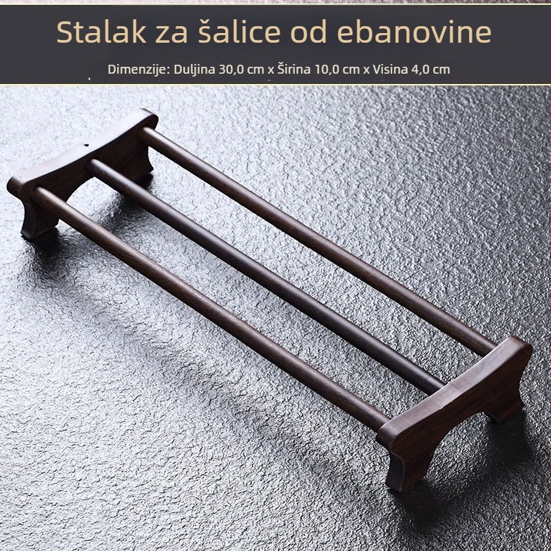 Stalak od masivnog drveta za čajne šalice sa odvodnim pladnjem za čajnu ceremoniju, dodatna oprema čaja