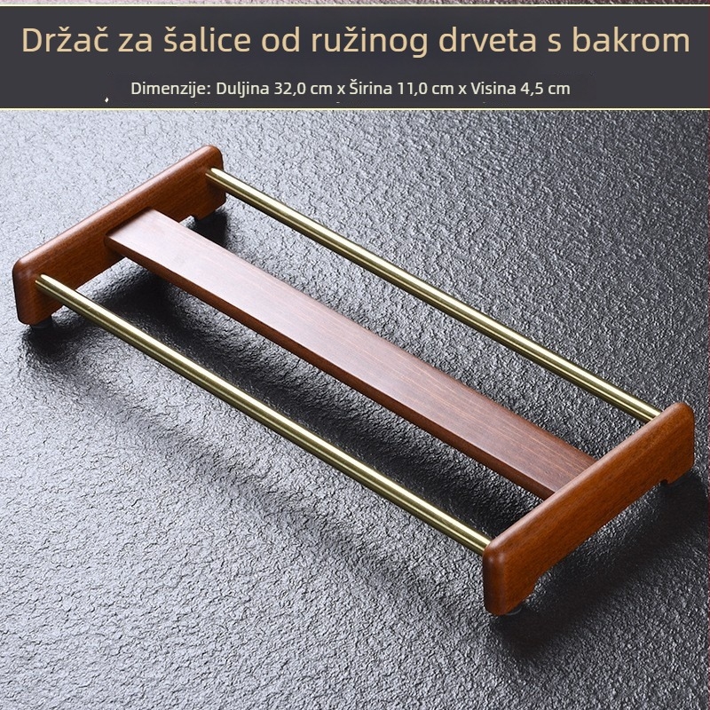 Stalak od masivnog drveta za čajne šalice sa odvodnim pladnjem za čajnu ceremoniju, dodatna oprema čaja